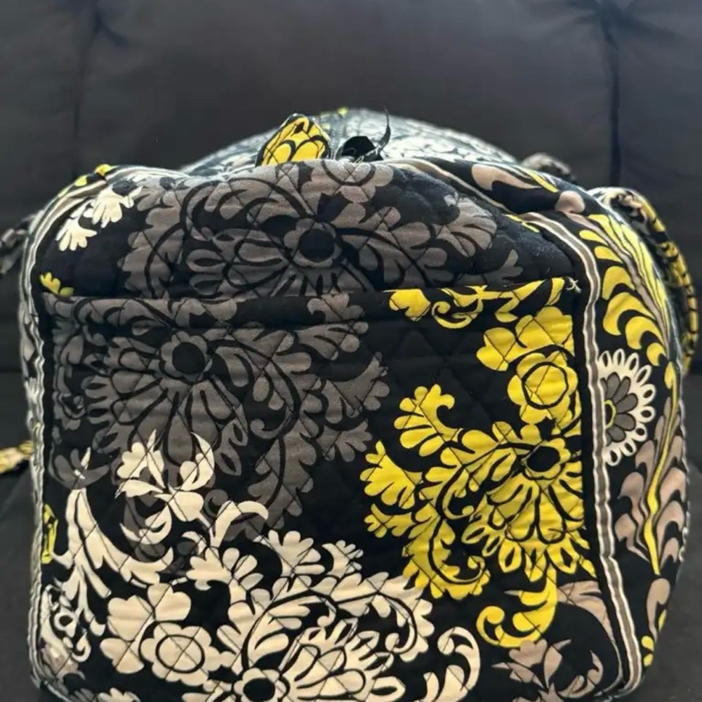 Vera Bradley Black and Yellow Floral Large Duffel Bag - Picture 4 of 6